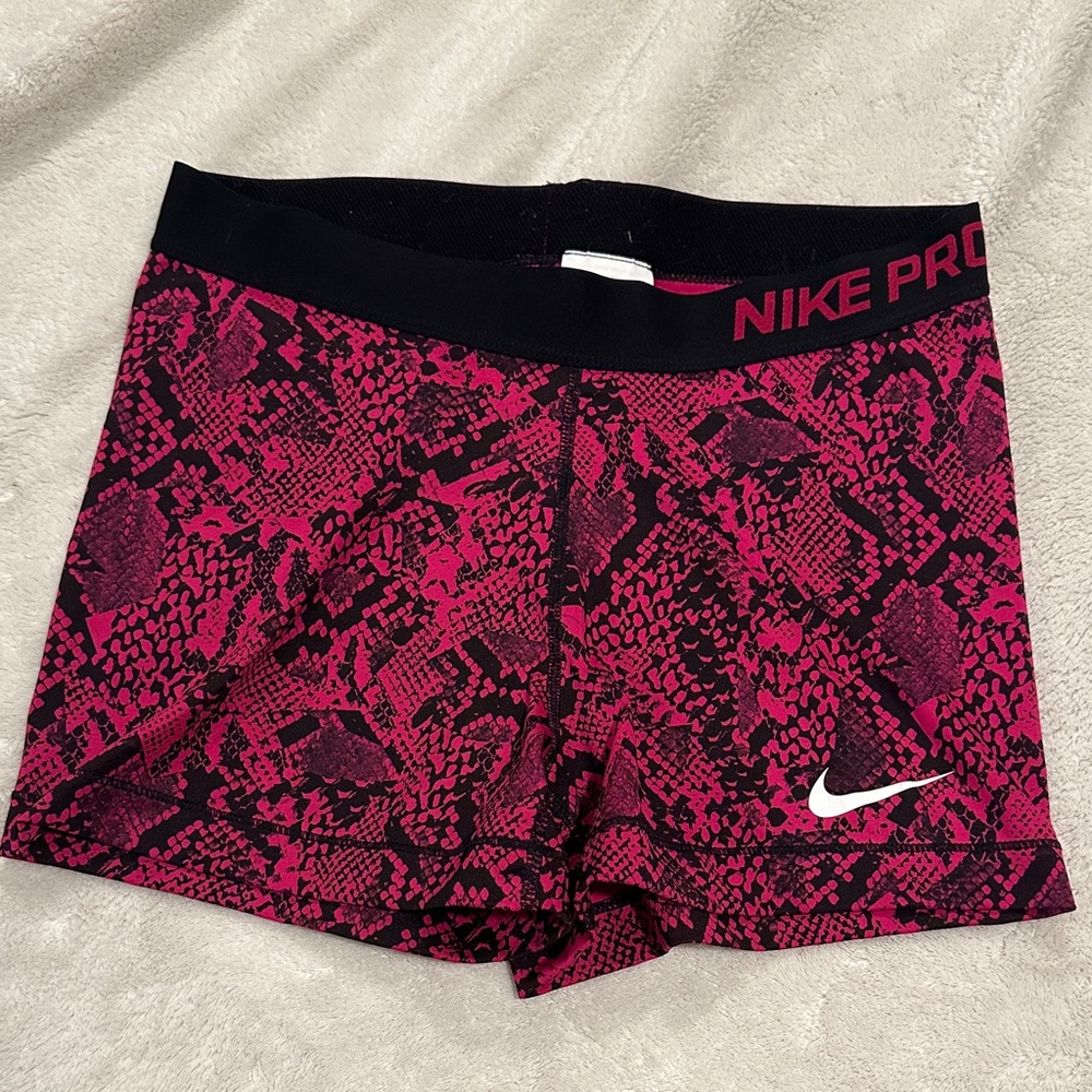 Nike Pro Women's Snake Print Pink and Black Shorts